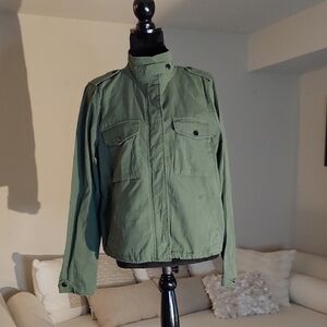 Torrid Size 1 or 14-16 or 1X Womens Green Utility Jacket Zip Snap Front Closure